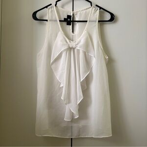 Vintage Style White Bow Sleeveless Top